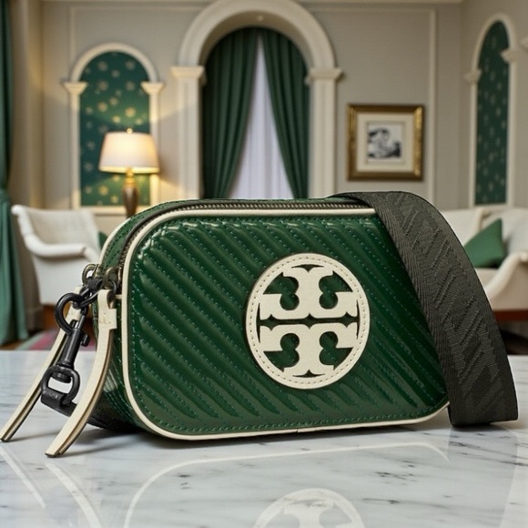Tory Burch Miller Quilted Patent Leather Crossbody - Ltd Ed Pine Tree Green - Picture 2 of 4
